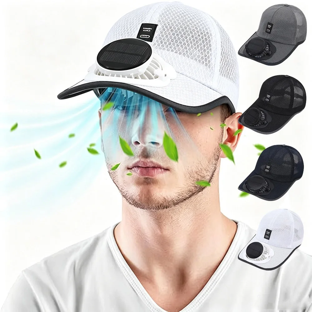 Renewable Energy Fan - Solarbetriebener Ventilatorhut, USB-Aufladbarer Kühlender Baseballhut, Sommer-Sonnenschutzhut