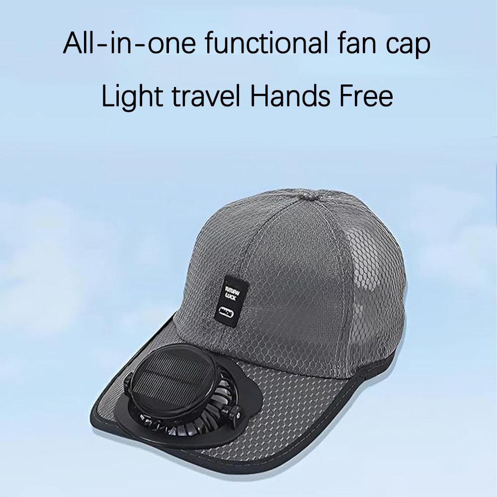 Renewable Energy Fan - 1 Stück Solar-Aufladbare Kappe, Solarpanel-Ventilator-Hut, USB-Solar-Ventilator-Hut,