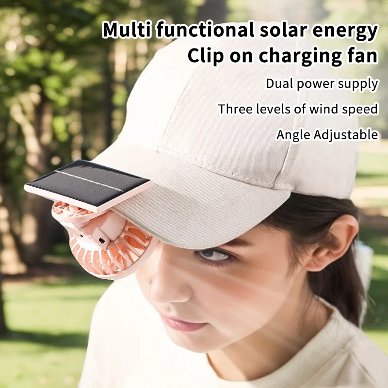 Renewable Energy Fan - Solarbetriebener Clip-On-Ventilator, USB-aufladbar, 3 Geschwindigkeitsstufen, leichter