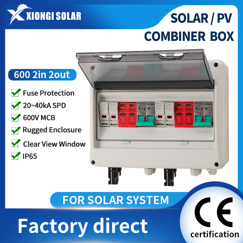 Renewable Energy Systems - Vollkupfer-PV-Combiner-Box 600V 2-in-2-out DC-Solarpanel-Trennschalter mit Sicherung